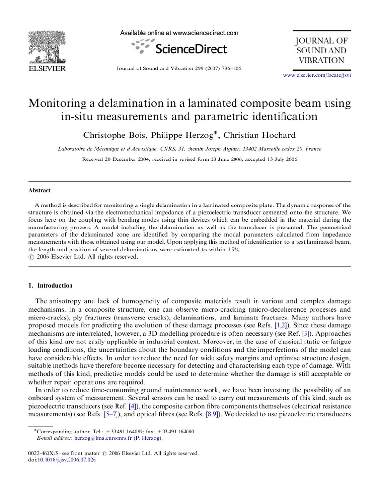 Monitoring A Delamination in A Laminated Composite Beam Using In-Situ ...