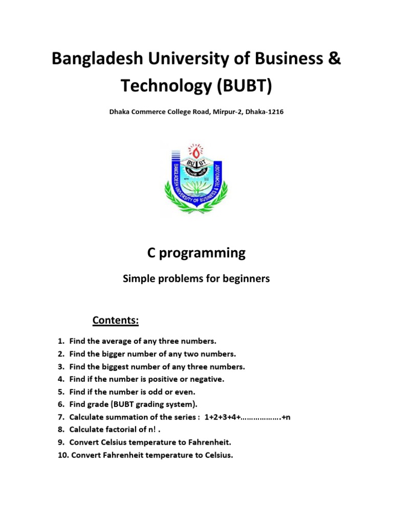 Easy C Programming Problems & Solution For Beginners | PDF | Fahrenheit ...