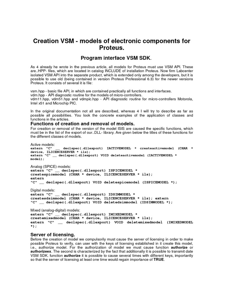 Proteus VSM SDK Model Creation Guide | PDF | Parameter (Computer ...