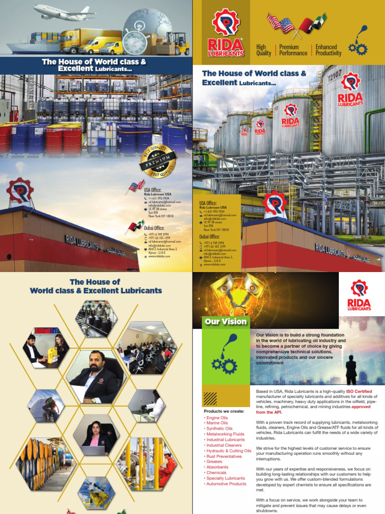 Rida Lubricants Brochure PDF Lubricant Motor Oil