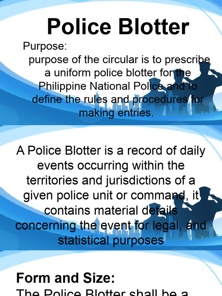 Police Blotter PDF Police Criminal Law