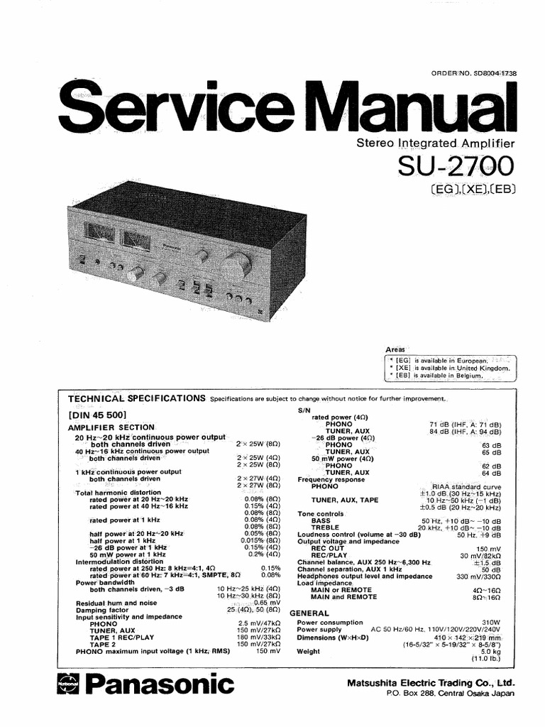 Su2700 SM Panasonic en | PDF