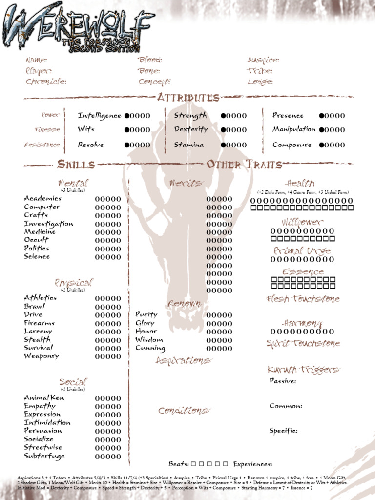 Character Sheet for RPG Attributes and Skills | PDF