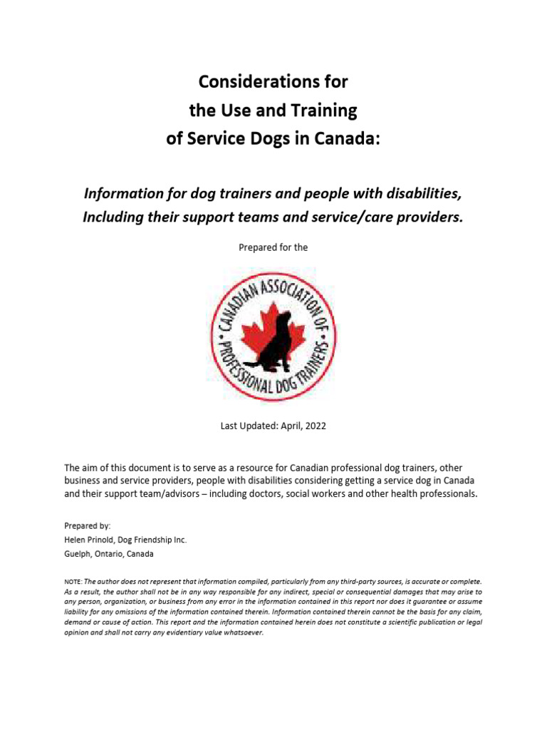 Draft Report On Service Dogs in Canada PDF