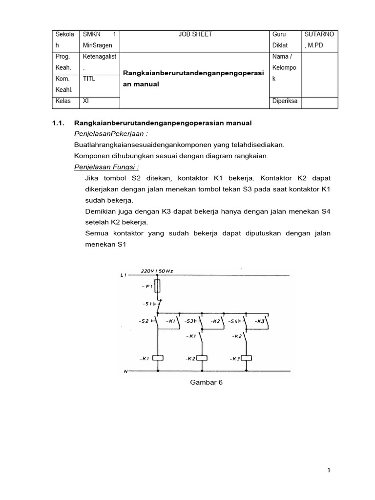 6 - Rangkaian Berurutan Dengan Pengoperasian Manual | PDF