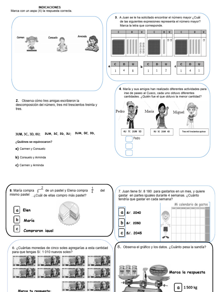 Evaluacion tipo ece 4 primaria pdf