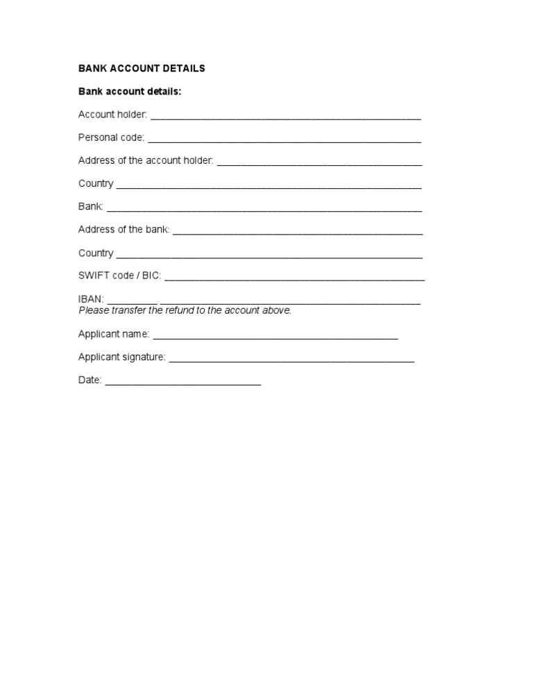Bank Account Information | PDF