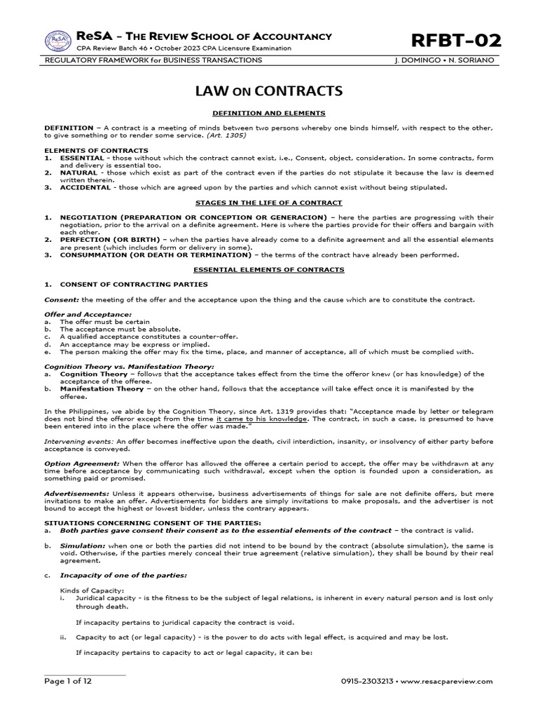RFBT-02 (Contracts) | PDF | Offer And Acceptance | Lease