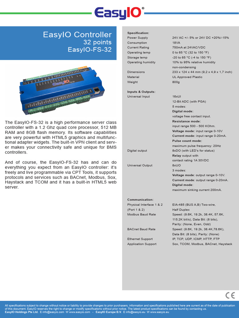 Datasheet - EASYIO FS 32 | PDF