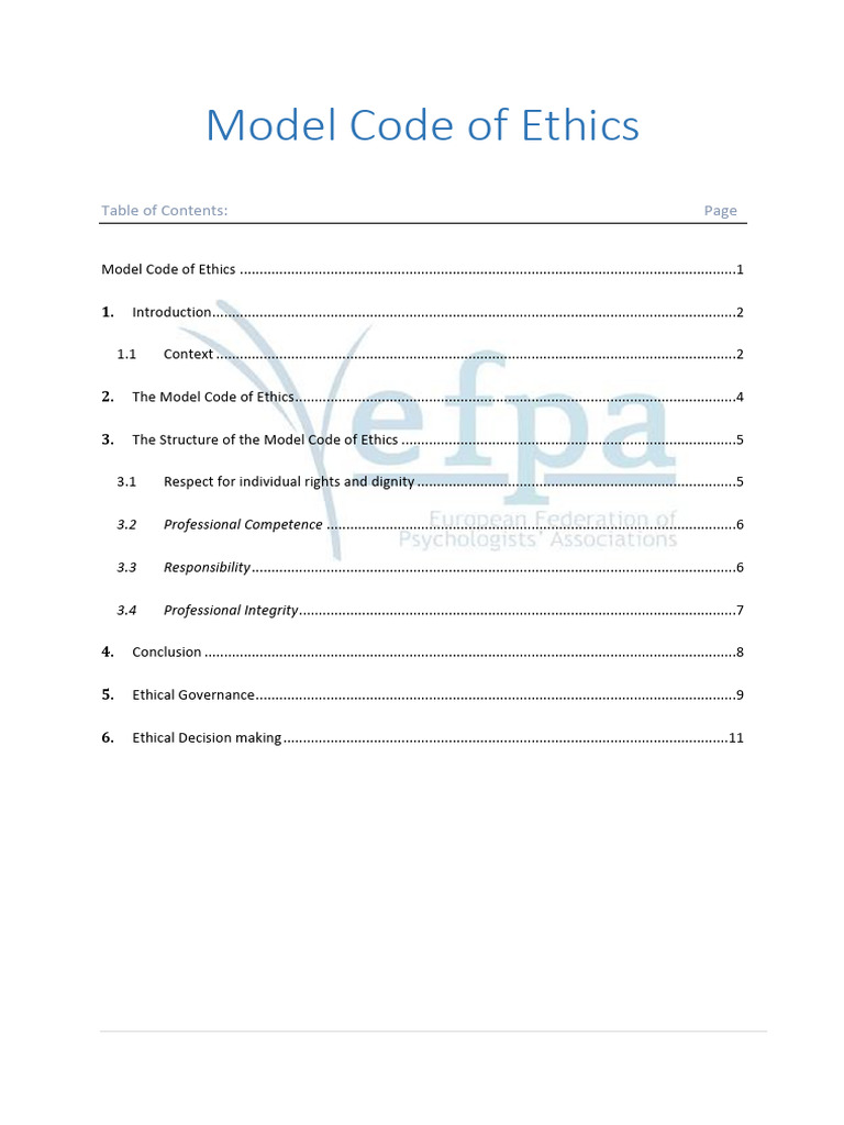 Model Code of Ethics 2015 PDF Psychology Psychologist