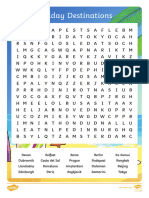 Holiday Destinations Word Search