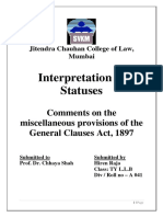 Interpretation of Statuses: Comments On The Miscellaneous Provisions of The General Clauses Act, 1897