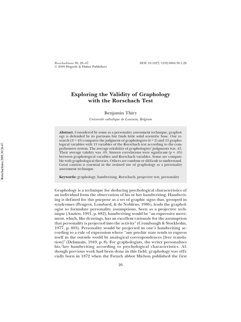 Exploring the validity of graphology thiry pdf graphology