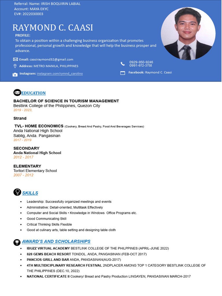 Tourism Management Graduate Resume | PDF