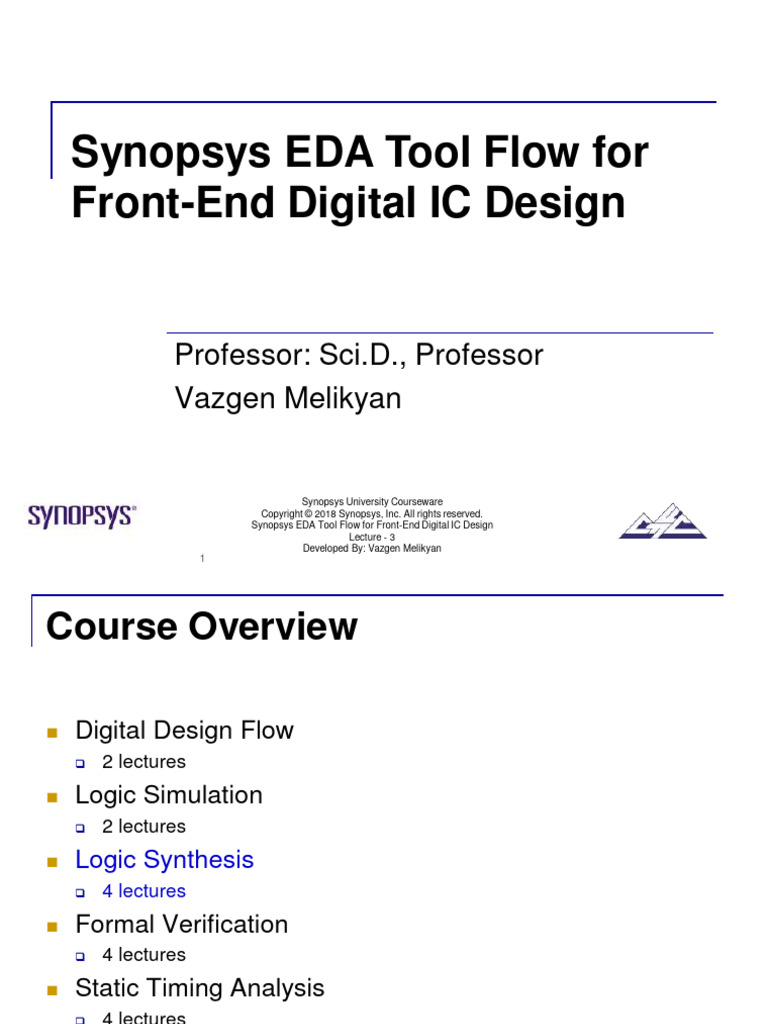 Synopsys Eda Tool Flow Front-End Digital Ic Design Lecture 3 | PDF
