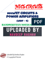 Electronic Circuits (Unit 4) - MOSFET Circuits & Power Amplifiers Handwritten Notes Materi