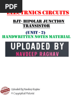 Electronic Circuits (Unit 2) - Bipolar Junction Transistor Handwritten Notes Material Uplo