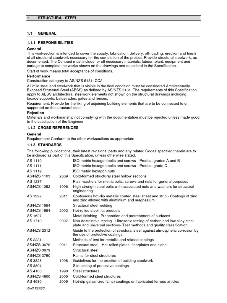 Structural Steel Specifications. PDF Structural Steel Screw