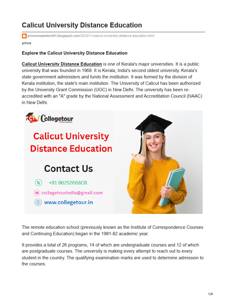 Calicut University Distance Education | PDF | Bachelor's Degree ...