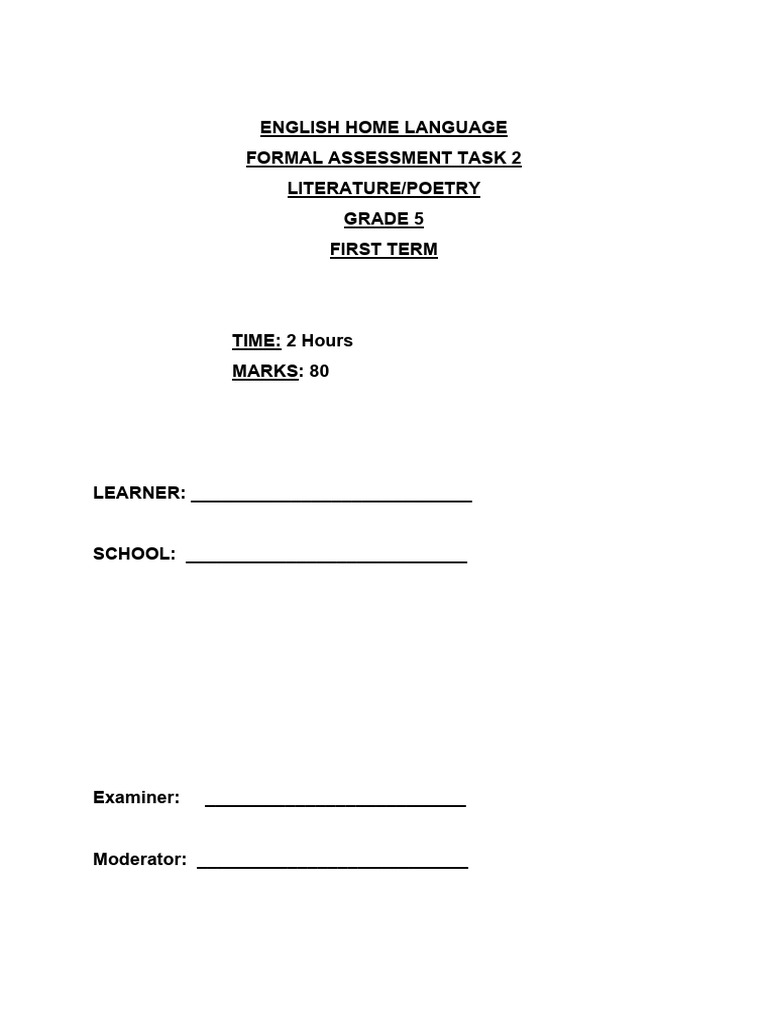 Deb2016 5eng HL T1 Test 2 & Memo | PDF