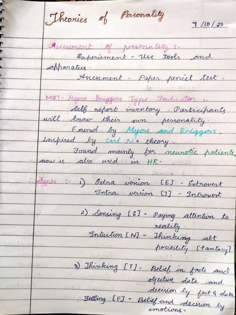 Personality Notes Part One | PDF