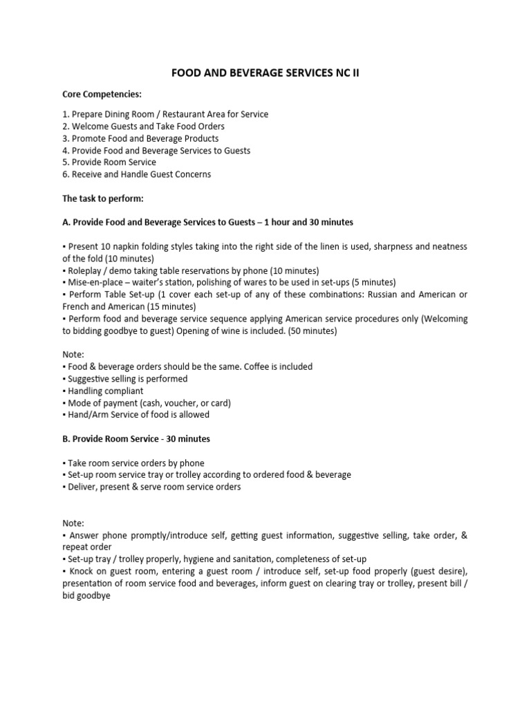 Food and Beverage Services NC Ii PDF Restaurants Tableware