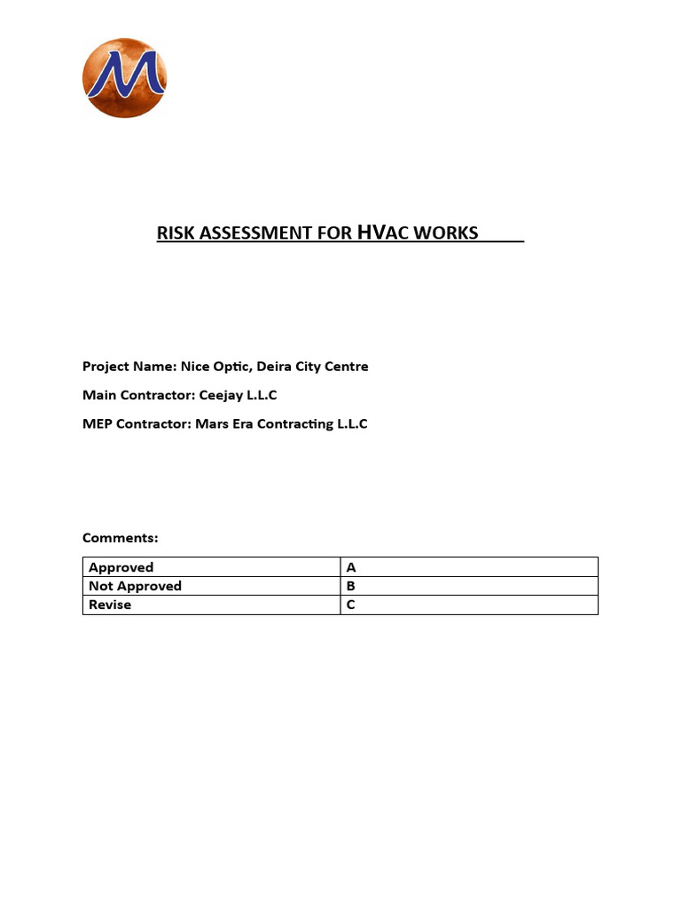 HVAC Risk Assessment PDF Personal Protective Equipment Risk