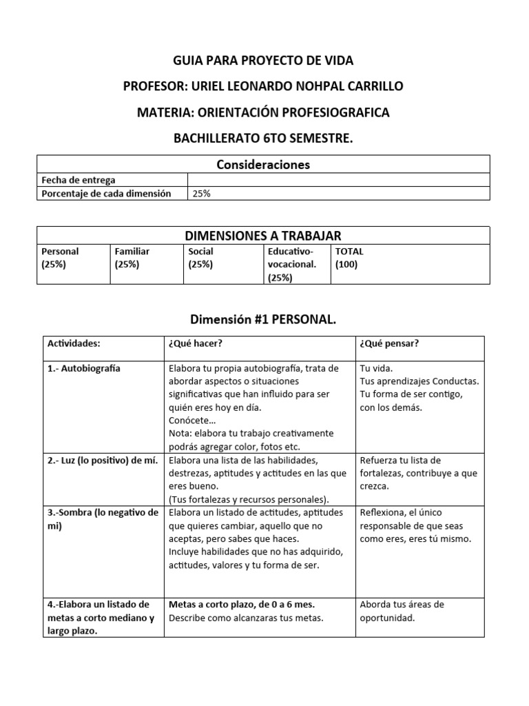 Guía Completa para tu Proyecto de Vida | PDF | Aprendizaje