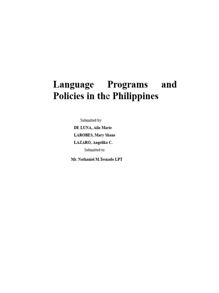 Language Policies in the Philippines | PDF | Tagalog Language | Philippines