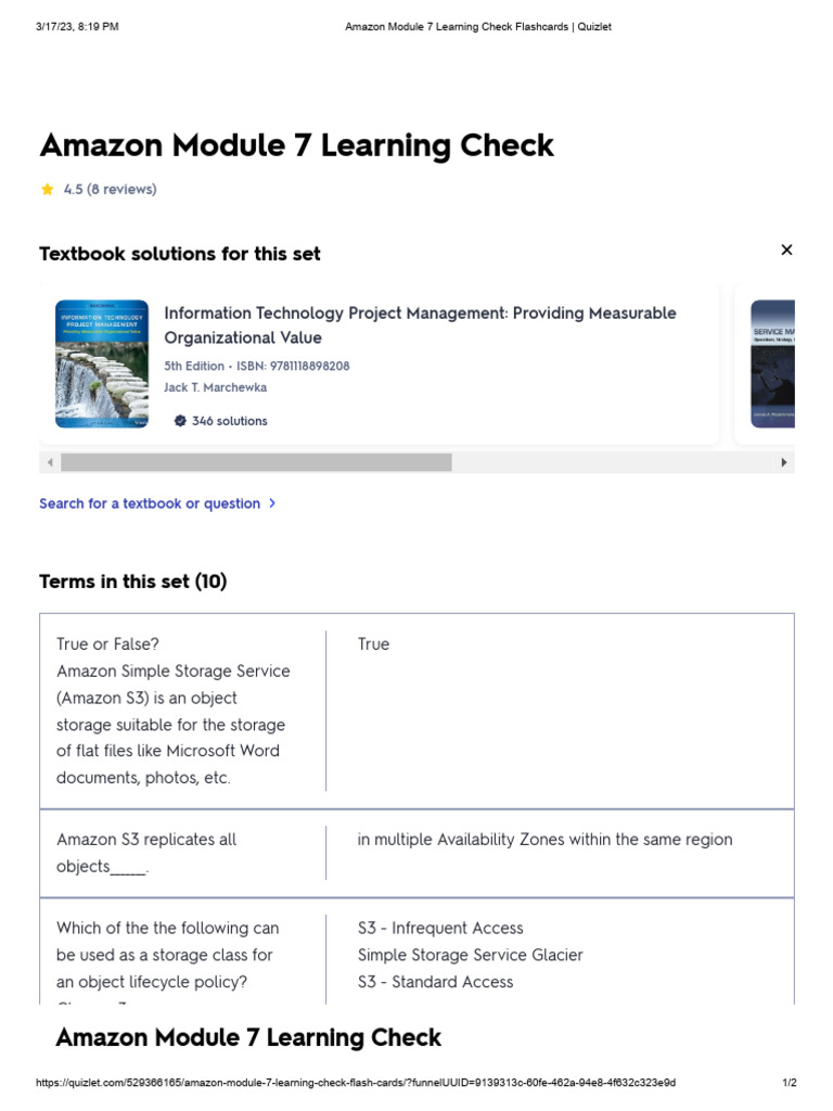 Amazon Module 7 Learning Check: Textbook Solutions For This Set | PDF ...
