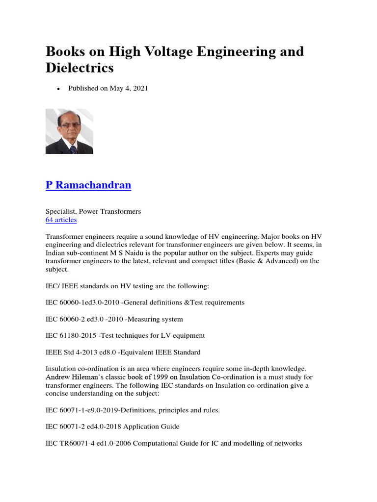 High Voltage Engineering Resources | PDF | Insulator (Electricity ...