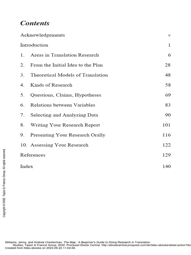The Map A Beginner's Guide To Doing Research in Tr... - (Contents ...