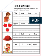 Red and White Illustrative Build A Sentence Writing Worksheet