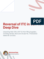 12oct23 Reversal of ITC in GST - A Deep Dive ARRR 9810638155