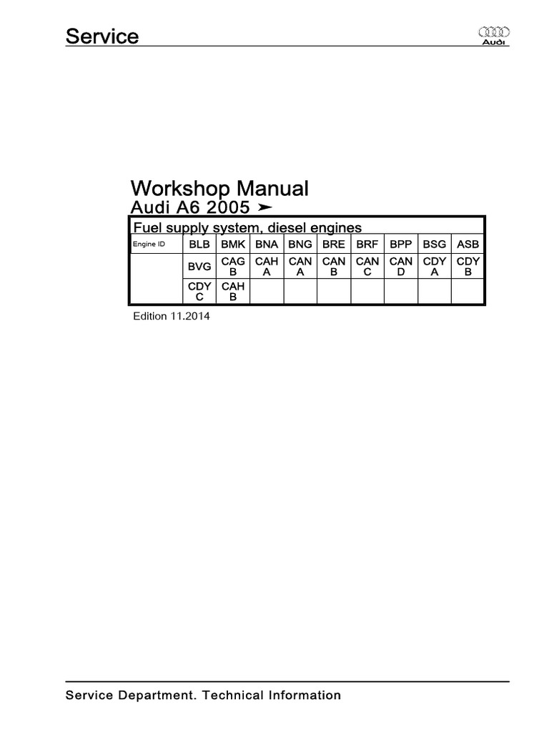 Fuel Supply System Diesel Engines PDF Electrical Connector Audi