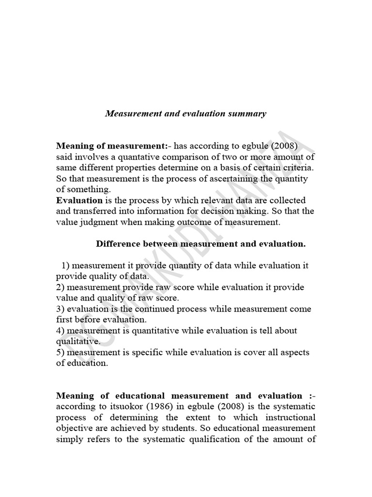 Measurement and Evaluation Overview | PDF | Validity (Statistics ...