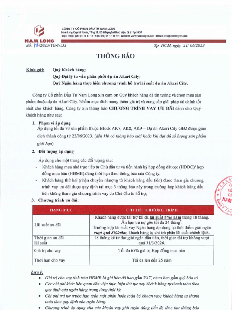 TB81B - Chương Trình Vay Áp D NG AK789 T 23.06.2023 - WR2A | PDF