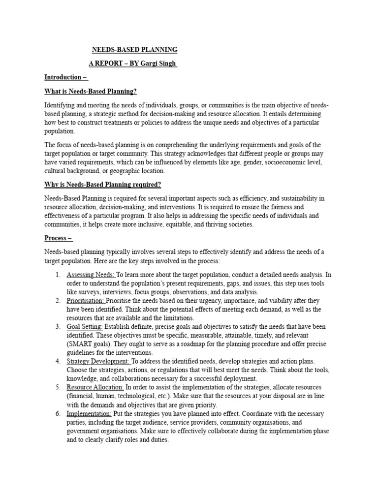 Needs-Based Planning | PDF