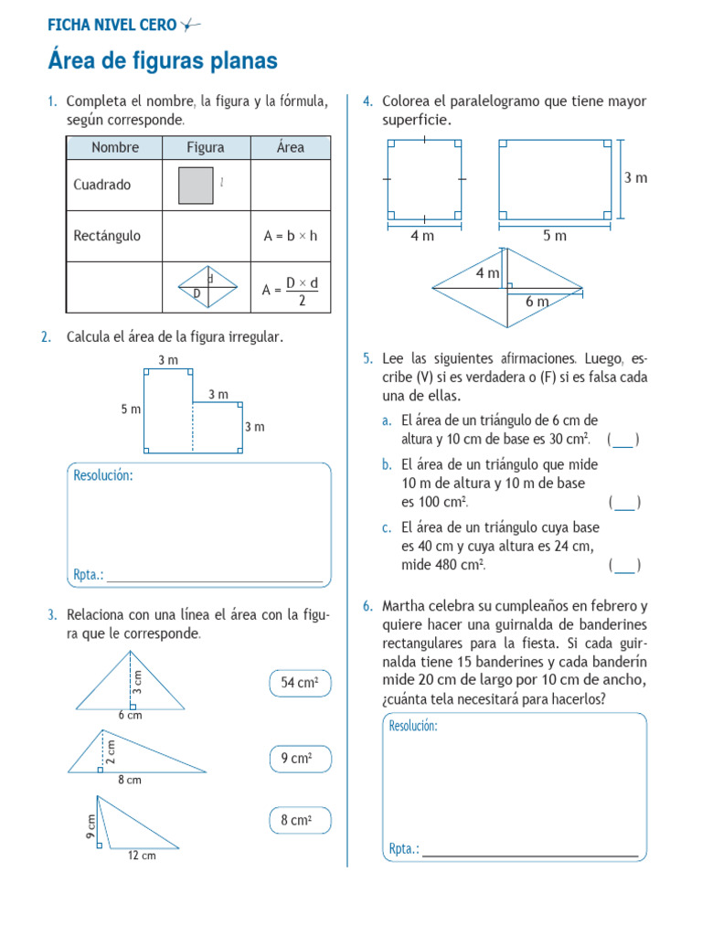 Cálculo de áreas en figuras planas | PDF
