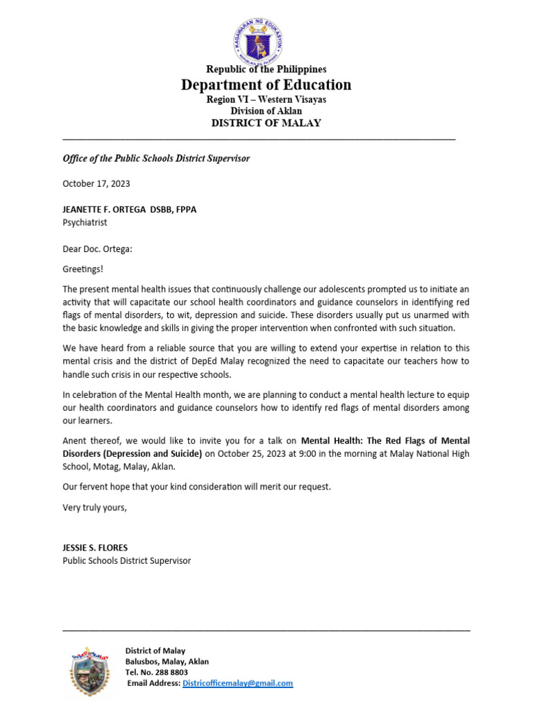 Letter To Psychiatrist PDF Mental Disorder Mental Health