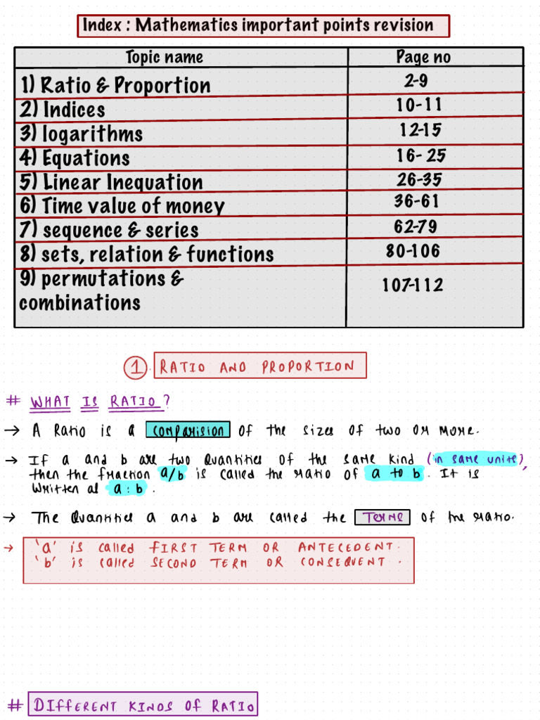 Maths Important Points | PDF | Equations | Variable (Mathematics)