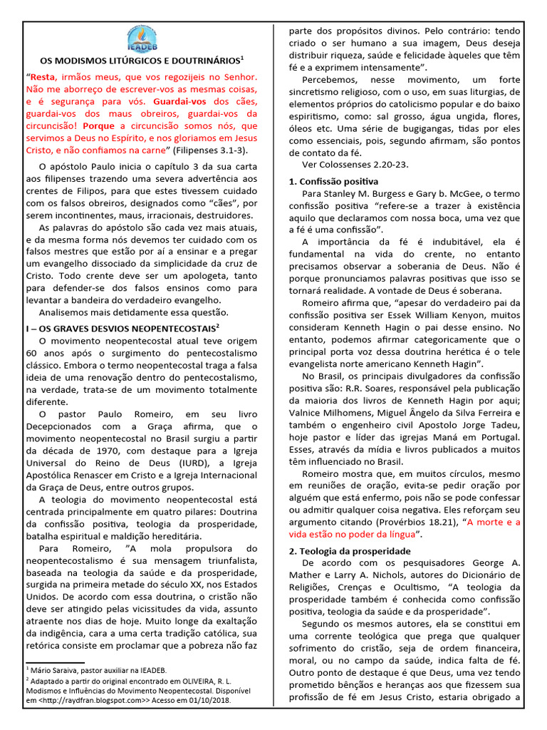 Os Modismos Doutrinários | PDF