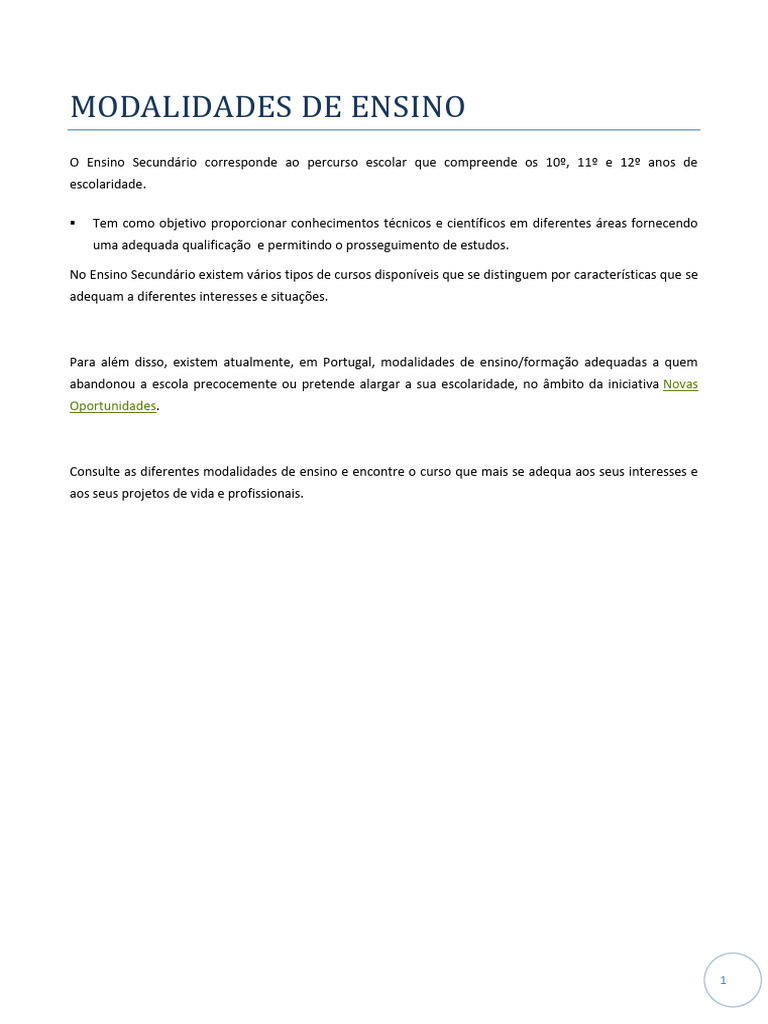 8 modalidades de ensino da educação básica