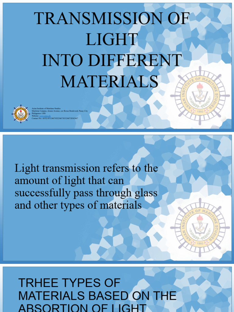Transmission of Light Into Different Materials PDF
