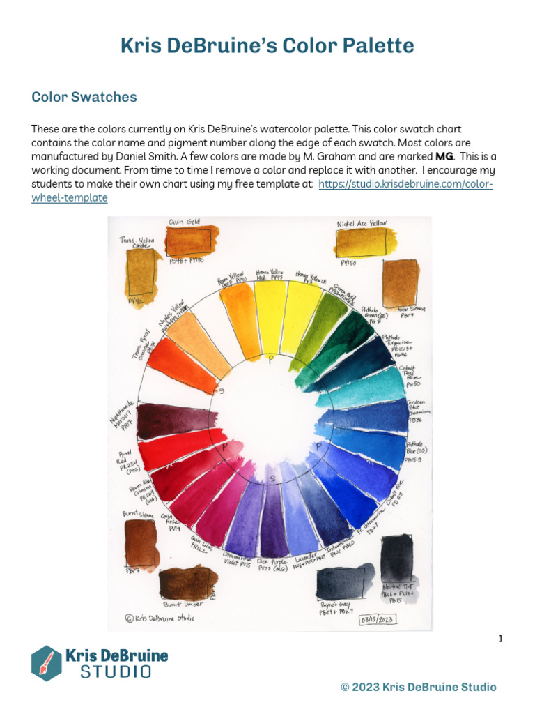 Kris DeBruine's Watercolor Palette | PDF | Blue | Color