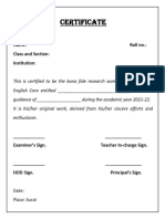 English Project Certificate Format