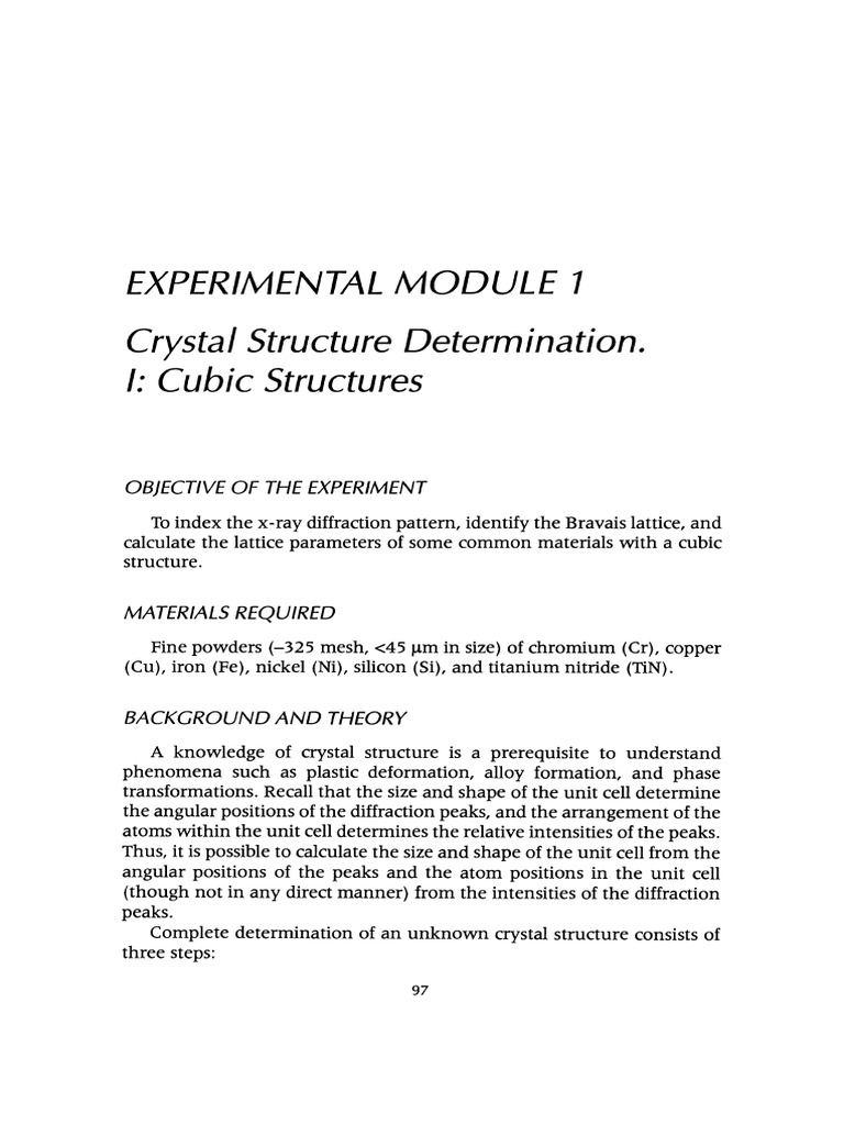 Cubic Crystal Structure Analysis | PDF | Crystal Structure | X Ray ...
