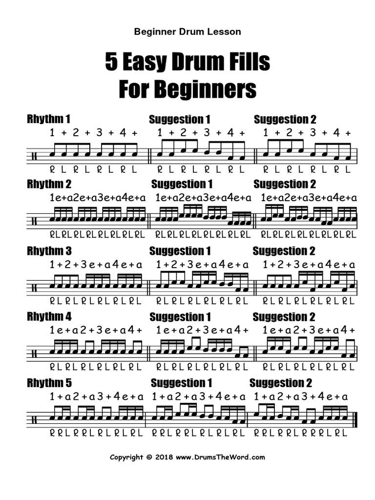 Five Easy Drum Fills For Beginners PDF