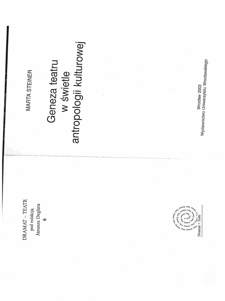 M. Steiner Geneza Teatru W Świetle Antropologii Kulturowej PDF