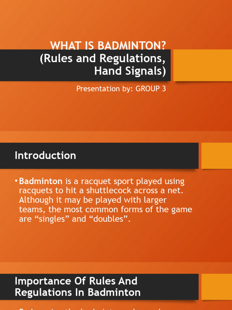 What Is Badminton? (Rules and Regulations, Hand Signals) : Presentation ...